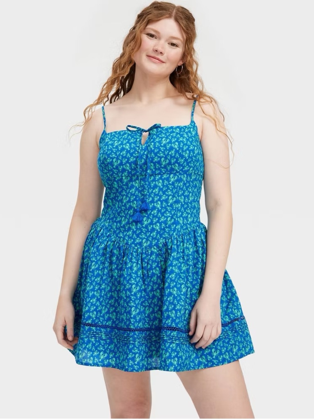 Women's Lobsters Drop Waist Mini Dress Cobalt Blue - Roller Rabbit L NWT